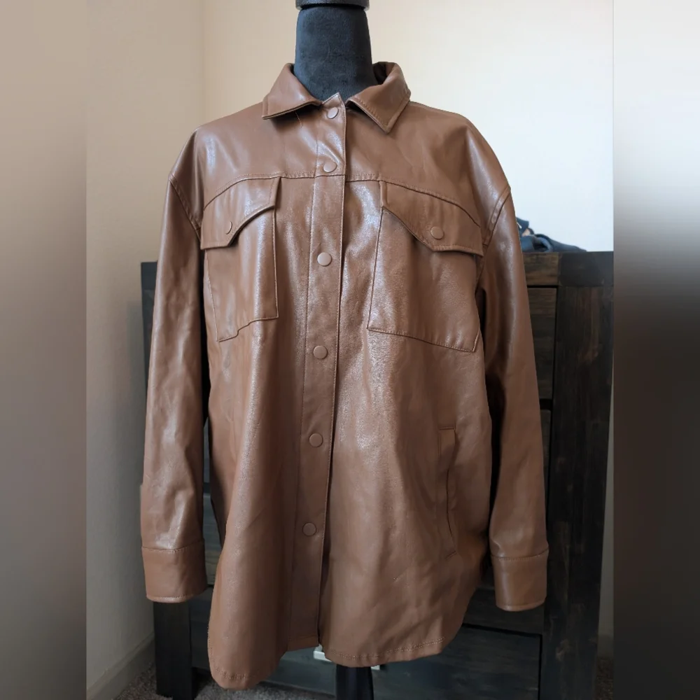 Brown Pleather Jacket - Picture 2 of 3